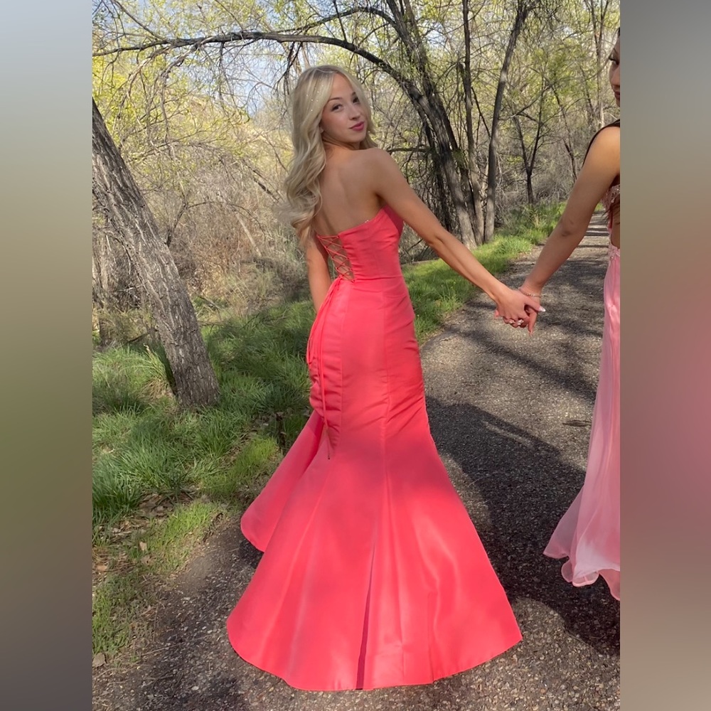 sherri hill coral prom dress